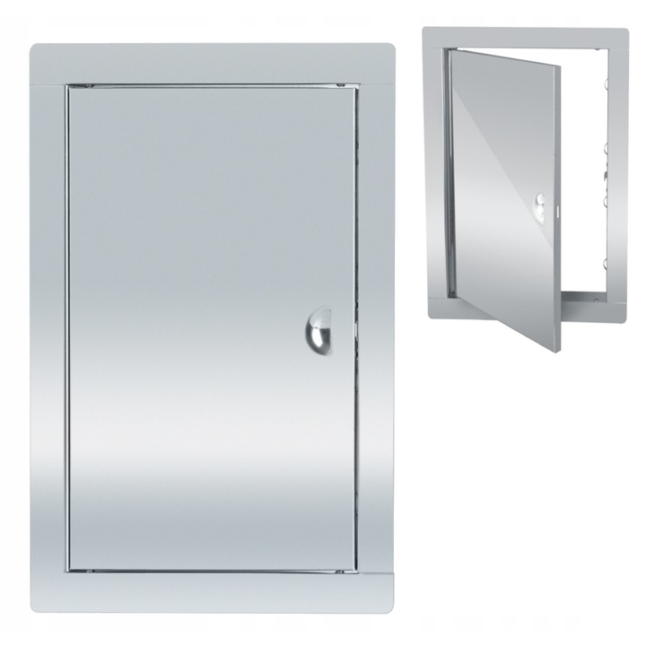 Usi De Inspectie, Material Otel Inoxidabil, Inchidere Cu Clips, Echipate Cu Balama Pe Baza De Clema, Utilizare Usi De Inspectie Pentru Cosuri, Ventilatie, 15X20 cm, Argintiu