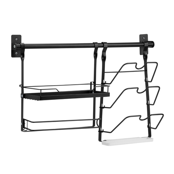 Organizator de bucatarie montat pe perete, 600 x 385 x 140 mm, Negru