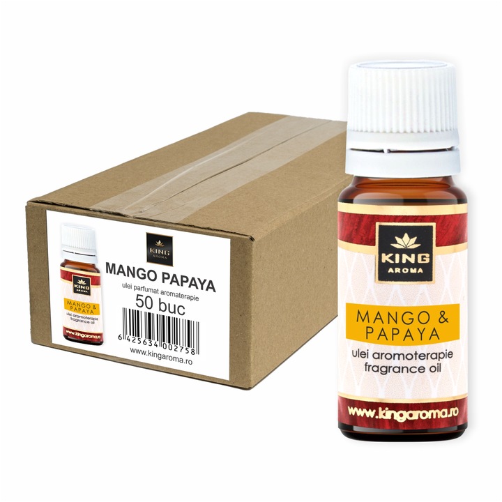 Pachet 50 uleiuri parfumate aromaterapie KING Aroma MANGO & PAPAYA, 10 ml