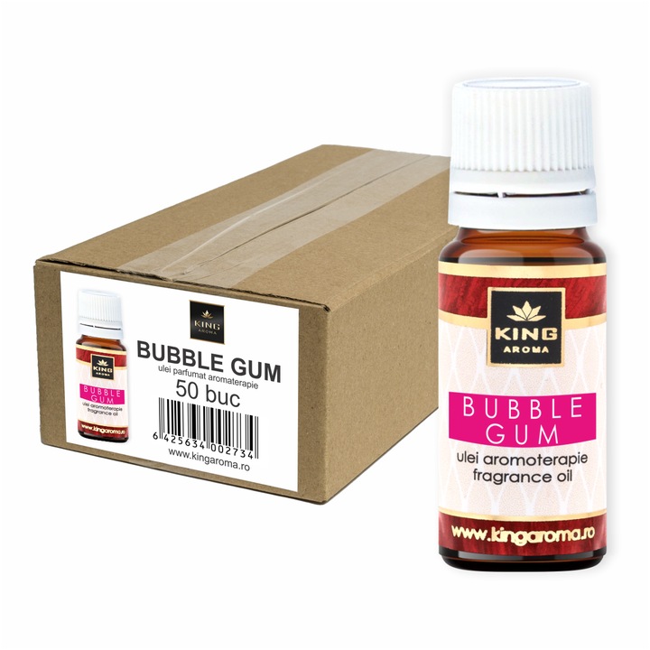 Pachet 50 uleiuri parfumate aromaterapie, KING Aroma BUBBLE GUM, 10 ml