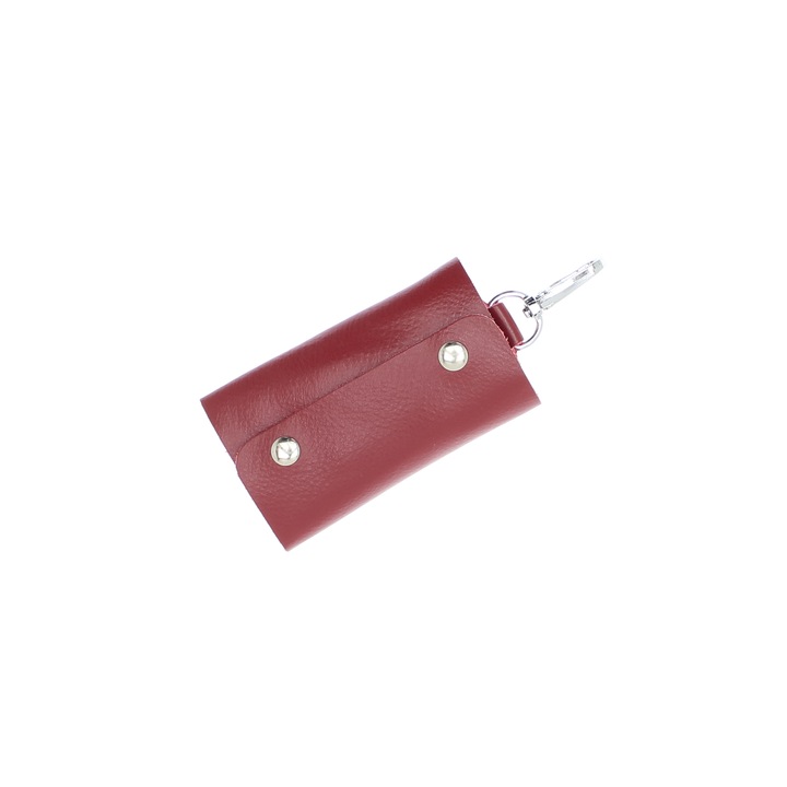 Port chei, Buticcochet, din piele naturala, 10x6 cm, Visiniu - PR784