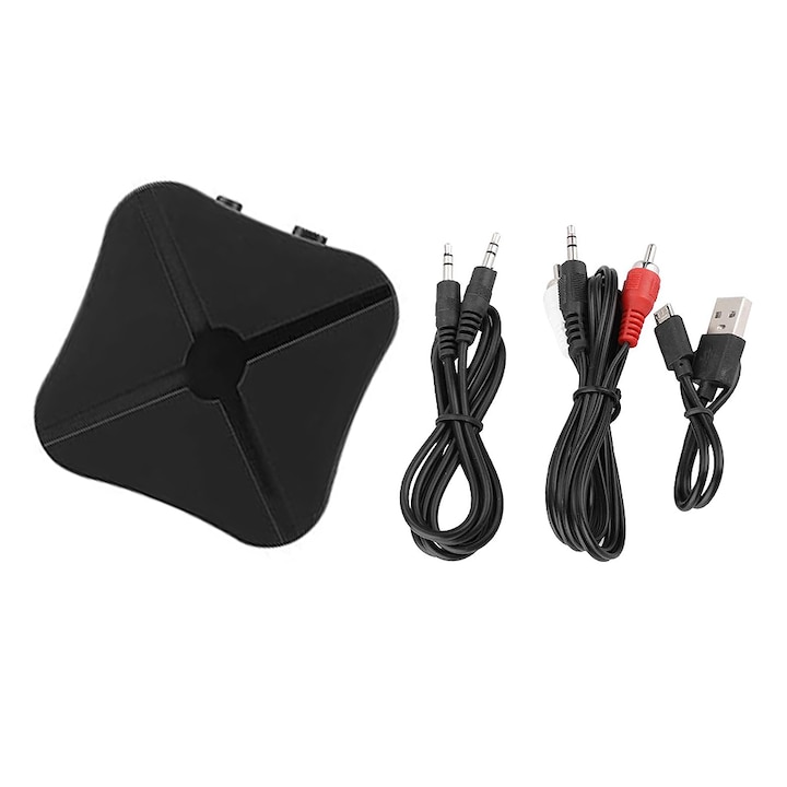 Adaptor Bluetooth 2 in 1 GREATON cu Rol de Transmitator si Receptor Audio, Model KN319, Pentru Masina, Laptop, PC, Audio Stereo, Jack 3,5 mm, Acumulator, Negru
