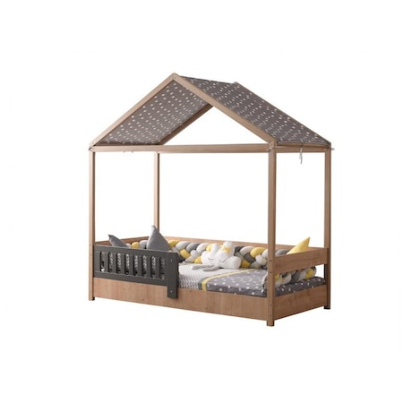 Patut copii, model MyKids Casuta Montessori Bois Natur, dimensiune 190x90 cm