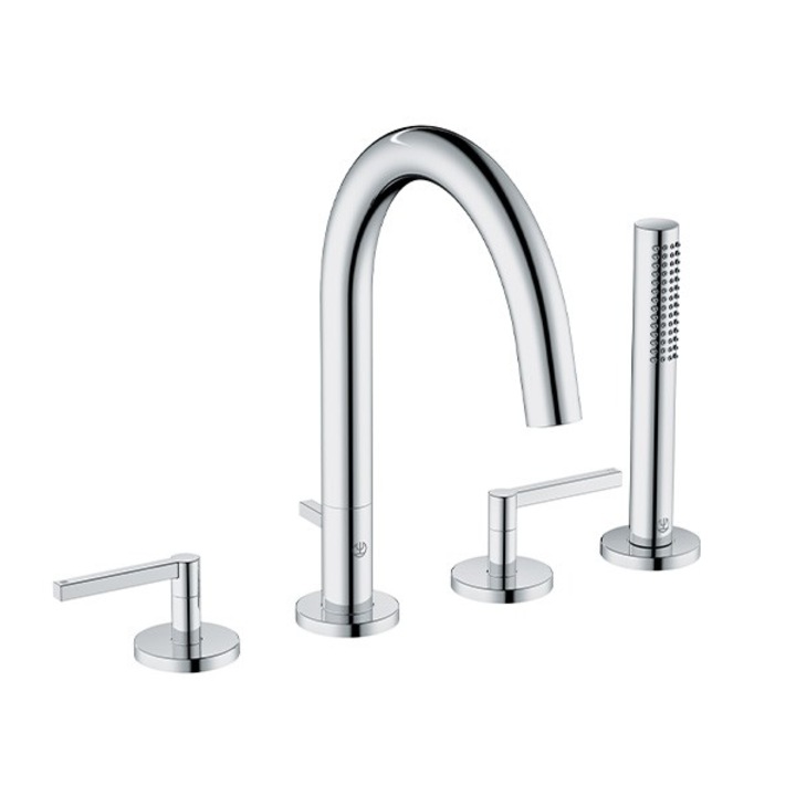 KLUDI NOVA FONTE kád-zuhanycsaptelep, Puristic, króm, kádra szerelhető, kihúzható zuhanyfej, zuhanycső 1500 mm, hossz 215 mm