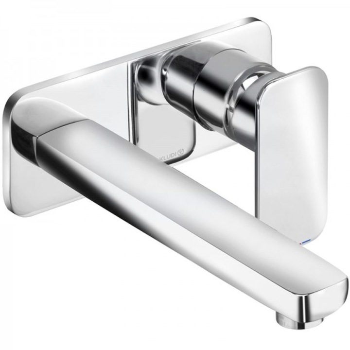 Baterie lavoar KLUDI E2, crom, monocomanda, montare in perete, pipa 230mm
