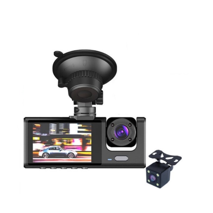 Двойна DVR камера за кола, BOMSTOM, LCD екран, Full HD, 1080p резолюция, G сензор