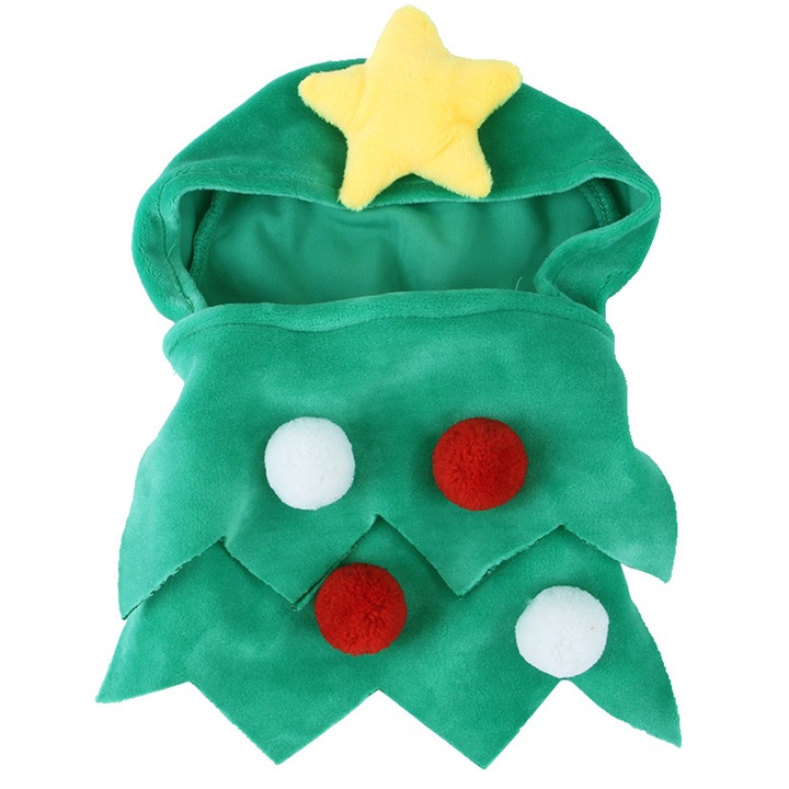 Costum de Craciun pentru animale de companie, Bumbac, Verde, S