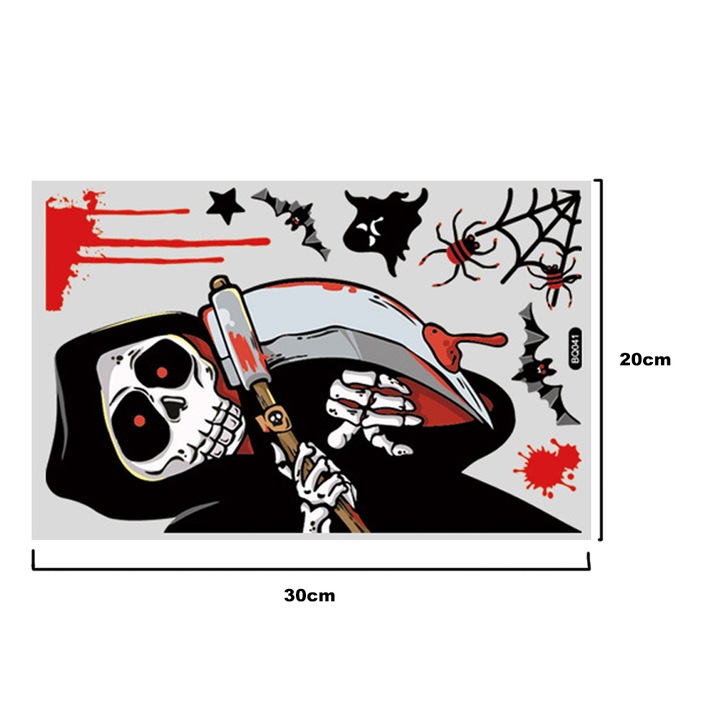 Set 6 stickere decorative pentru geam, Halloween, dubla fata, reutilizabile, multicolor, 66x62cm