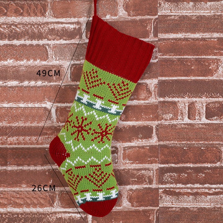 Kötött karácsonyi zokni, 2 db-os készlet, klasszikus kivitel, többszínű, 30x45cm