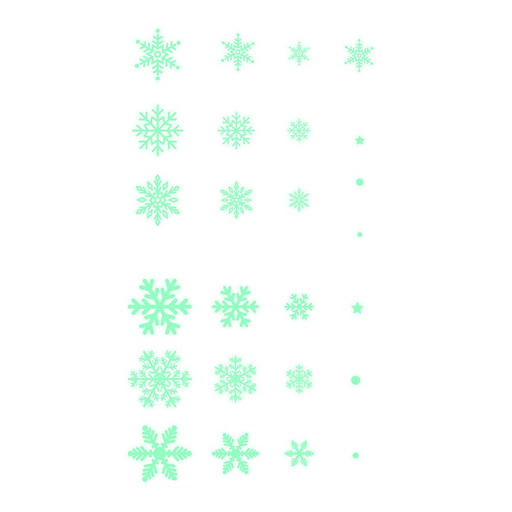 Set 2 folii decorative pentru geamuri, fulgi de zapada, fluorescent, 35x50cm