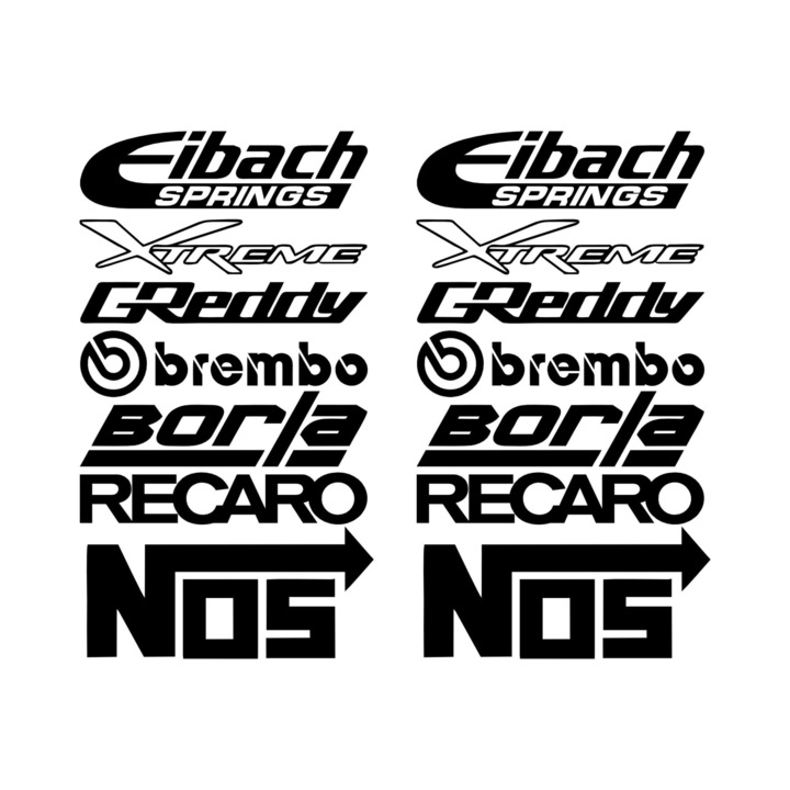 Set 14 stickere auto cu diverse logo, 50cm x 20cm, negru