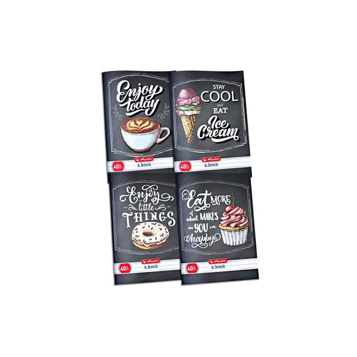 Herlitz 1542815 Desszert mintás négyzetrácsos füzet A5 - 27-32, többféle, 1db