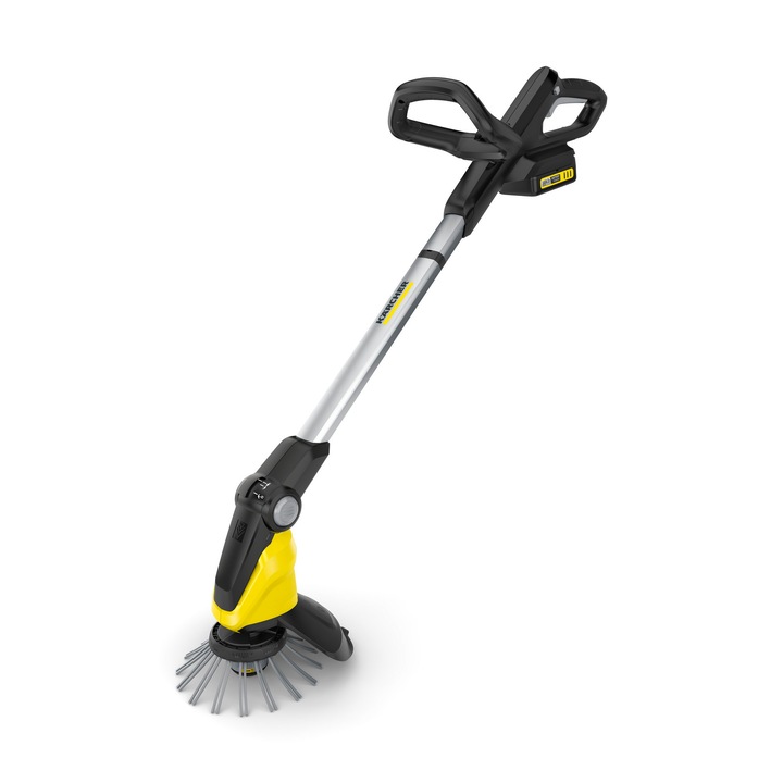 Уред за премахвне на плевели Karcher WRE 5 Battery Set, На батерия, Диаметър на четката 180 мм, Въртяща се глава на 360 градуса, Телескопична дръжка, Батерия 18 V 2,5 Ah, Зарядно устройство