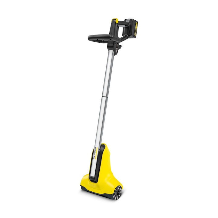 Уред за почистване на външни настилки Karcher PCL 3-18 Battery Set, Работна ширина 30 см, Обороти 500 - 600 об/мин, Разход на вода максимум 180 л/ч, Максимално налягане 10 бара, За дърва и WPC, Батерия 18 V 2,5 Ah, Зарядно