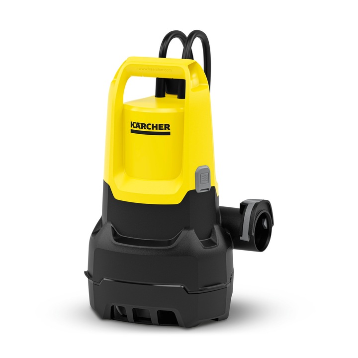 Потопяема помпа за мръсна вода Karcher SP 16000 Dirt, 550 W, Максимален дебит 16000 л/ч, Височина на заустване 8 м, Дълбочина на засмукване 7 м, Регулируем поплавък