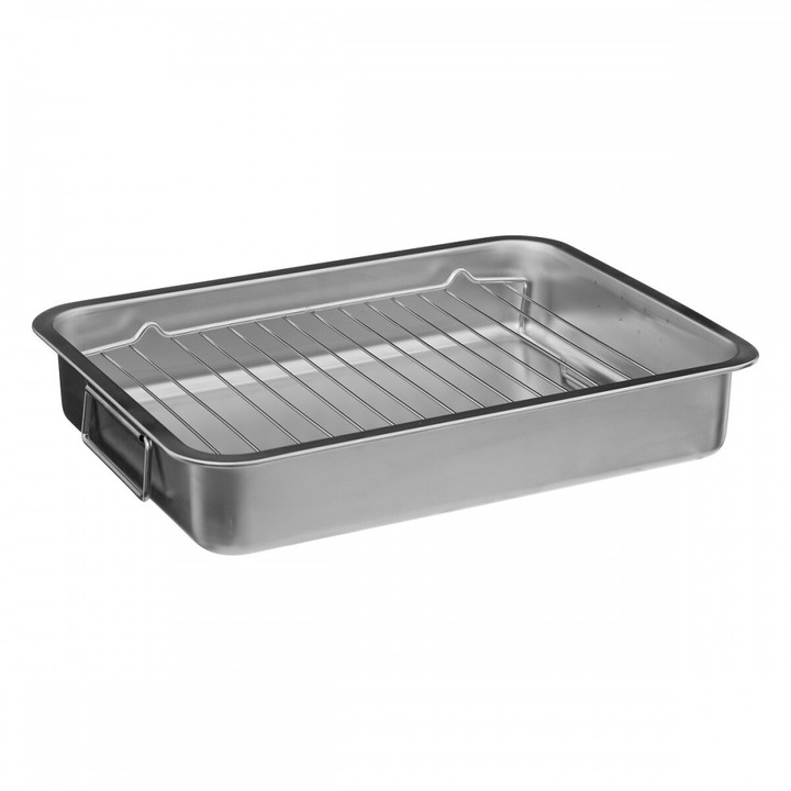 Tava cuptor Estrele, inox, cu gratar, 40 x 30 x 7 cm