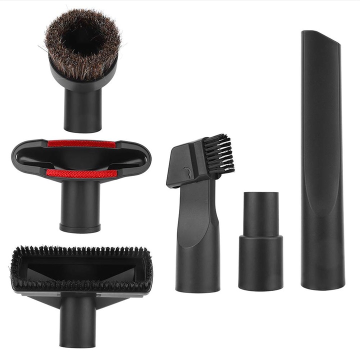 Set 6 de duze-perie universale pentru un aspirator, GOGOU®, diametru 32/35 milimetri, Negru