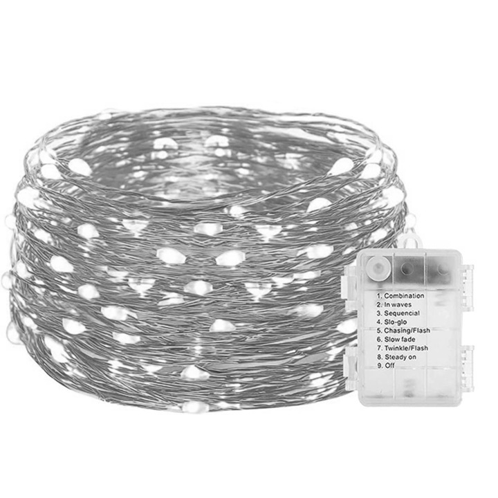 Lumini ambientale cu LED, telecomanda, 10m, alb, set