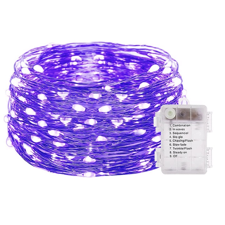 Luminite decorative cu LED, albastre, 10m, telecomanda, flexibile, impermeabile