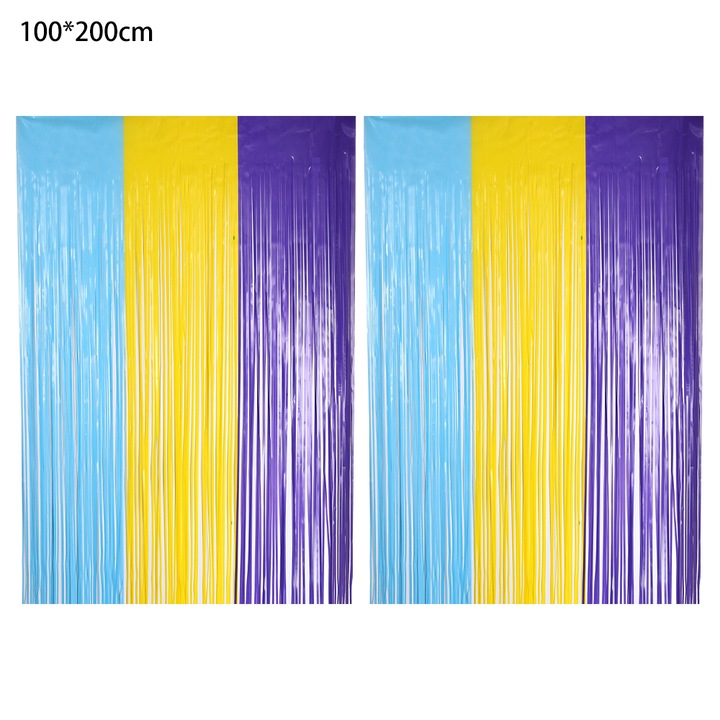 2 db Színes Fólia Függöny Kék, Sárga, Lila, 1m x 2m