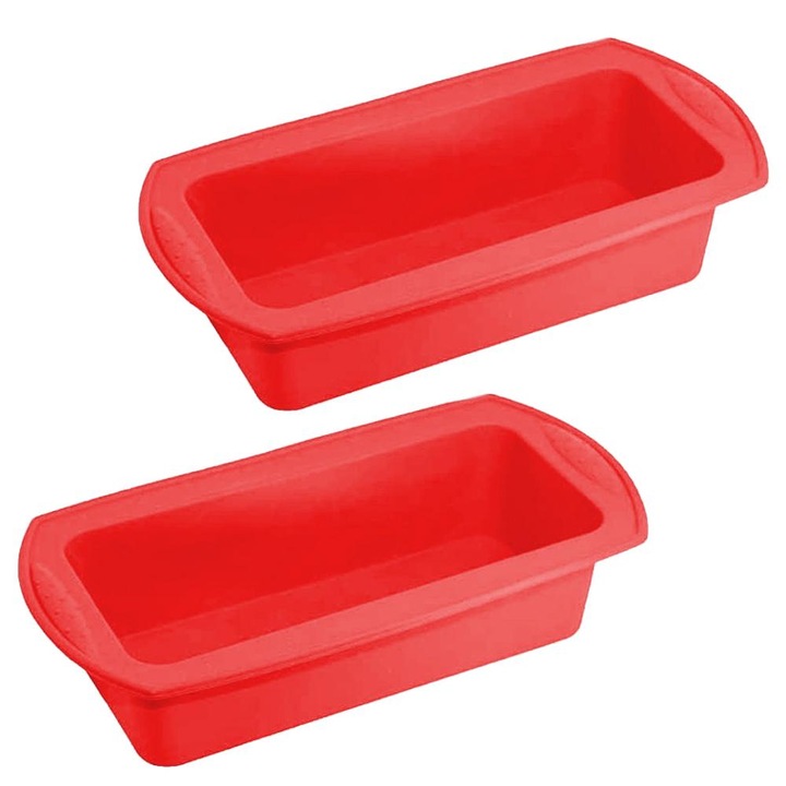 Set 2 tavi pentru copt, Silicon, Rosu