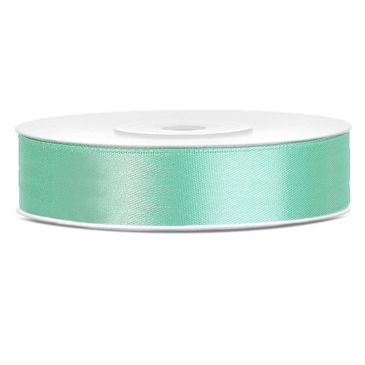 Panglica decorativa, PartyDeco, Satin, 12 mm x 25 m, Menta