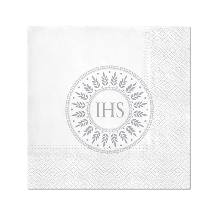Set 20 servetele de masa cu imprimeu IHS, hartie, argintiu