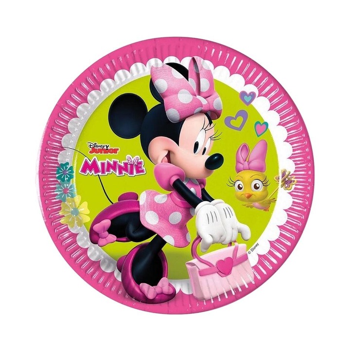 Комплект от 8 чинии за еднократна употреба, Godan, Хартиени, 23 см, Розови