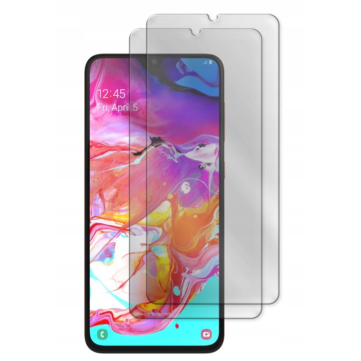 Set 2 folii pentru Samsung Salaxy A70, Martech, Sticla, Transparent