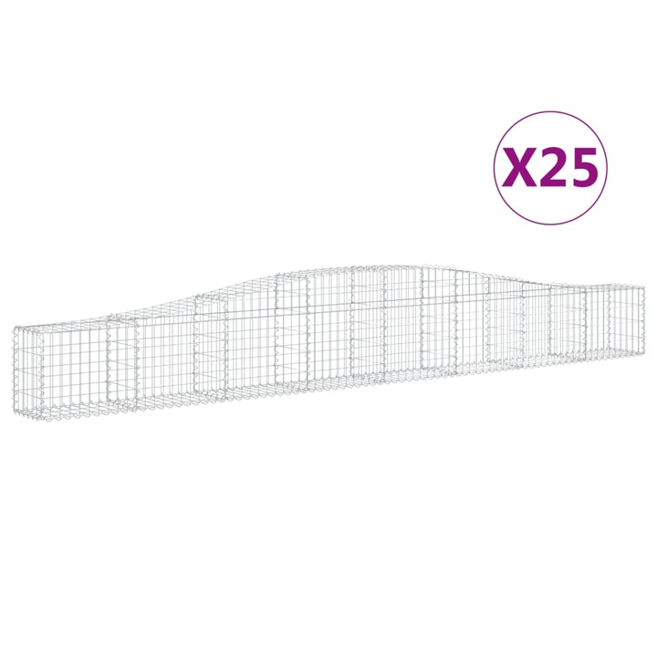 vidaXL 25 db íves horganyzott vas gabion kosár 400x30x40/60 cm 23.35 kg