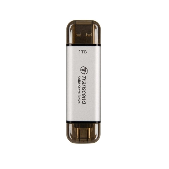 Външен SSD Transcend 1TB, External SSD, ESD310S, USB 10Gbps, Type C/A, Silver TS1TESD310S