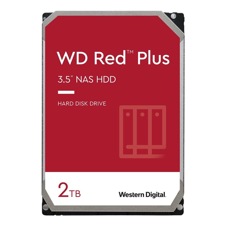 Хард диск WD Red PLUS NAS, 2TB, 5400rpm, Cache 64MB, SATA 3