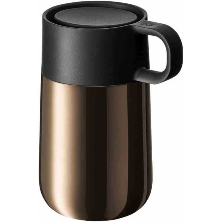 Termosz bögre, WMF, rozsdamentes acél/műanyag, 0,3 l, 14 cm, barna/fekete