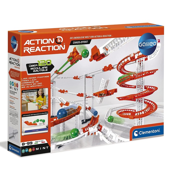 Образователна игра Clementoni Galileo Science Action & Reaction Chaos Effect 5591268 1-92, Играчка за двигателни умения, Над 120 части, 47 x 35 см