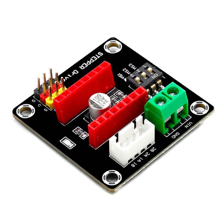 Suport cu conector adaptor Elektroweb pentru A4988/DRV8825, cu intrerupatoare DIP, negru