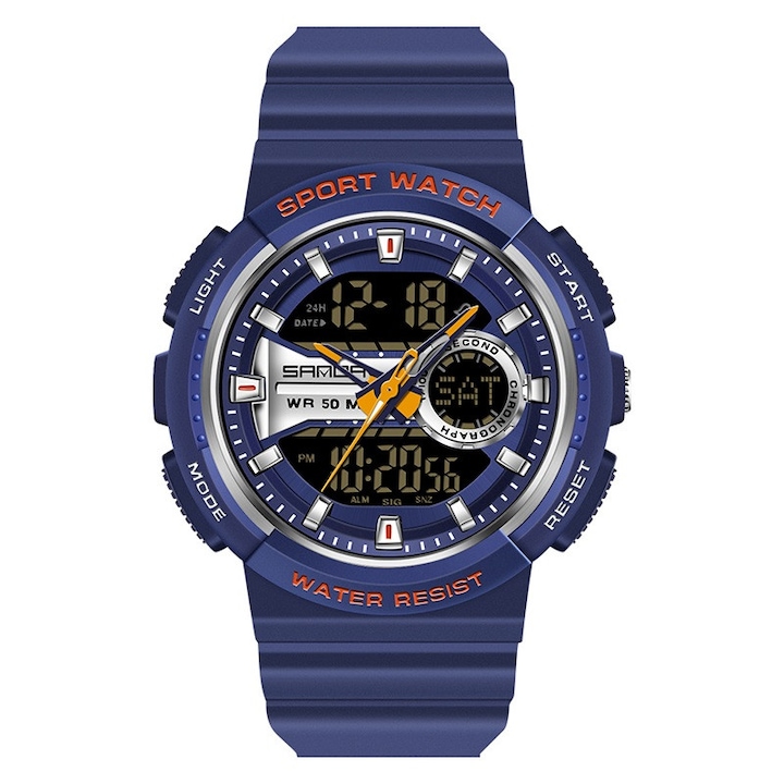 Sanda SHoXiT gyermekóra, Dupla idő, Chronograph, Kék