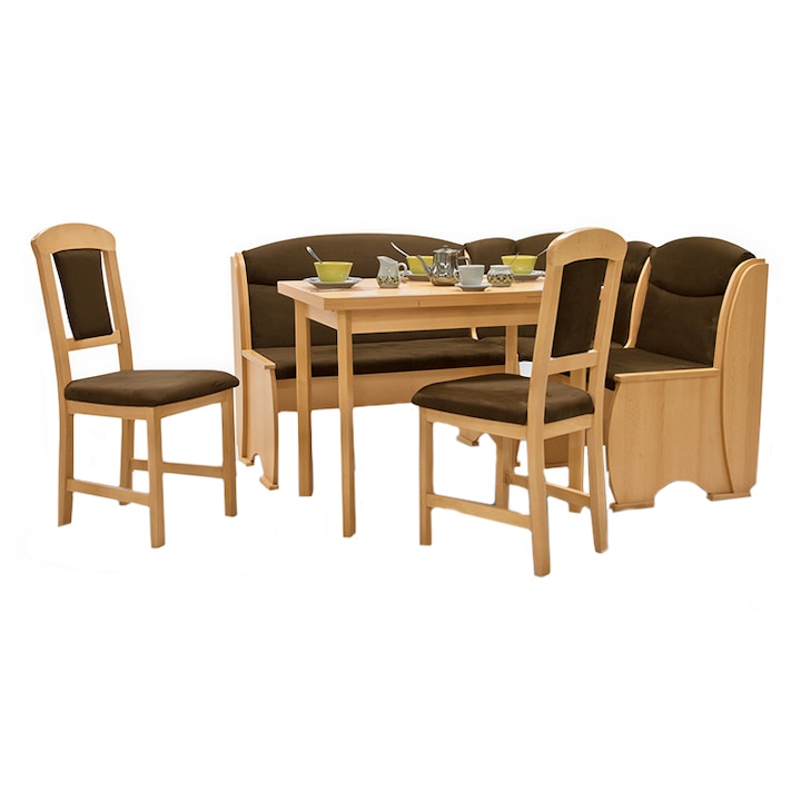 Комплект мебели за кухня Elvila Ronna Fag, Кухненски ъгъл + Разтегателна маса + 2 стола