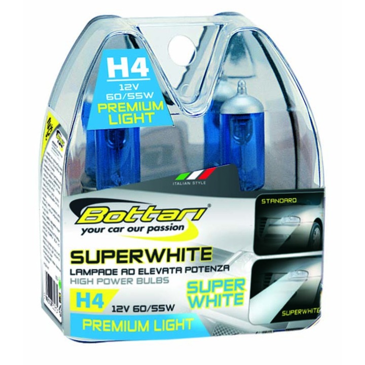 Set 2 becuri de mare intensitate Super White H4