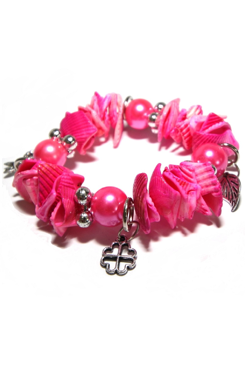 Bratara elastica, din scoica, predominanta rosie