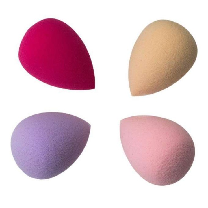 Set Bureti Make-Up pentru Fond de Ten model Lacrima, WTO®, 4 buc, Reutilizabili, Multicolor, 3.4 x 4.5 cm
