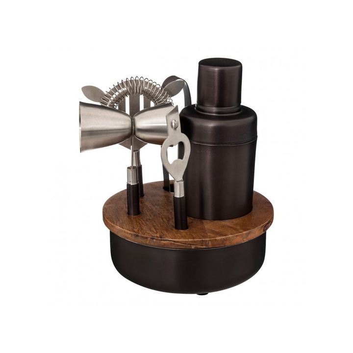 Set coctail Black Mango, inox, negru, 6 piese, 16 x 21 cm