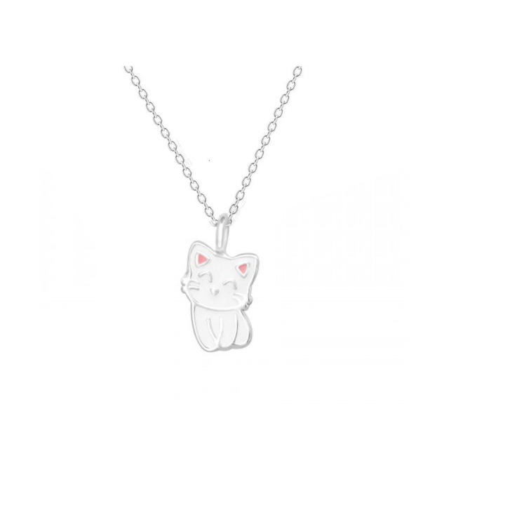 925 ezüst nyaklánc gyerekeknek medállal Pisicuta Meow Boutique 23, lánc hossza 39 cm, ékszerdoboz, ezüst