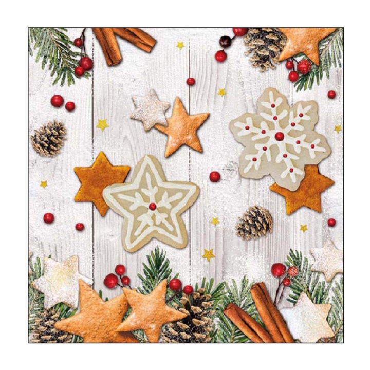 Set servetele de masa, 20 buc, 33x33 cm, Cookies stars, Ambiente