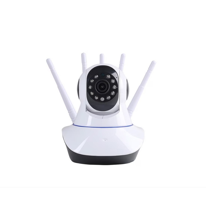 Camera de supraveghere WIFI Conectare Telefon, Senzor Detectare Miscare, Rotire la 360 grade, Control Vocal, Alb