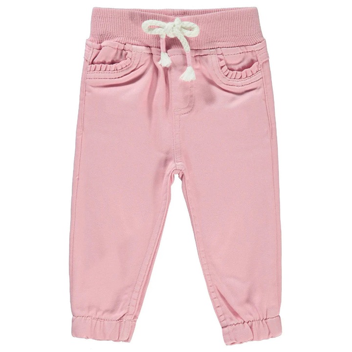 Pantaloni ALINA uni pentru copii/fetite, ERAKIDS, snur de ajustare, bumbac/poliester/elastan, Roz deschis