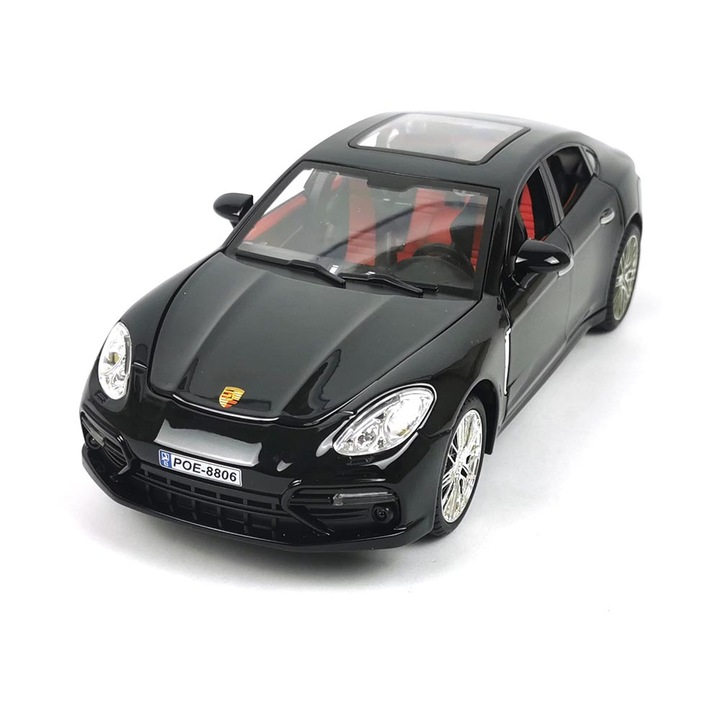 Porsche Panamera fémautó, Fényekkel és hangokkal, Fekete, 1:18, Csomagolás nélkül