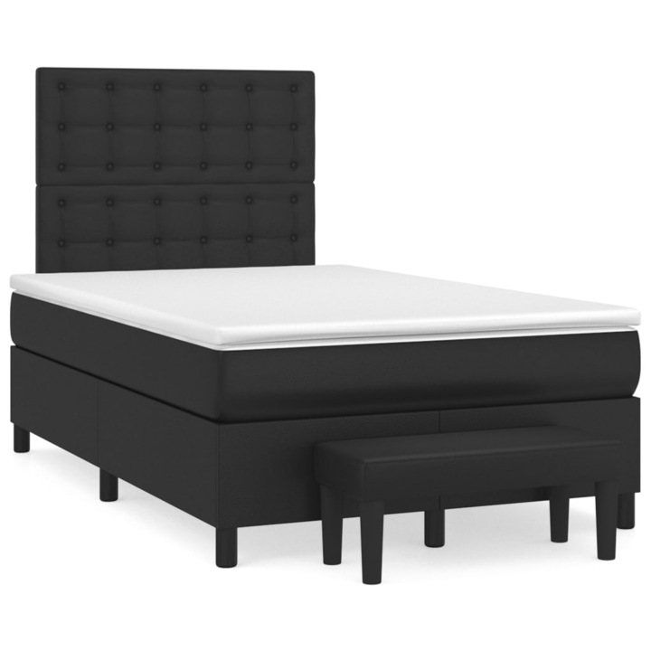 vidaXL fekete műbőr rugós ágy matraccal 120 x 200 cm 57.43 kg 3137653
