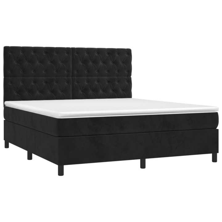 vidaXL fekete bársony rugós ágy matraccal 160x200 cm 62.69 kg 3143213