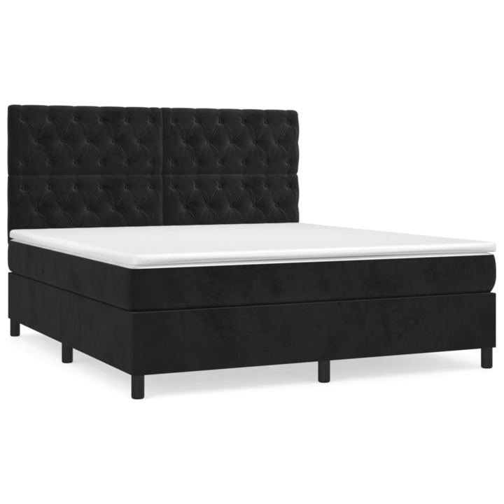 vidaXL fekete bársony rugós ágy matraccal 160x200 cm 62.69 kg 3143213