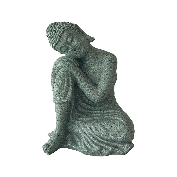 Декоративна фигурка на Буда, GOGOU®, 12 x 8 x 6 cm, сива
